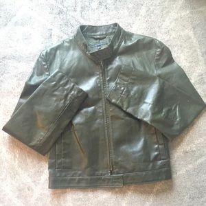 COPY - Genuine leather jacket - olive green - Zara basics